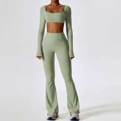 8232 long sleeves + 8232 bell bottoms pea green