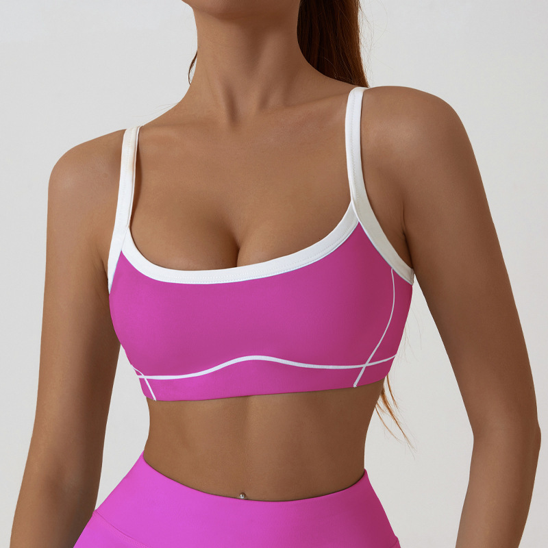 New European and American style detachable tight-fitting sports bra for women, color-blocked camisole, yoga backless fitness sports vest