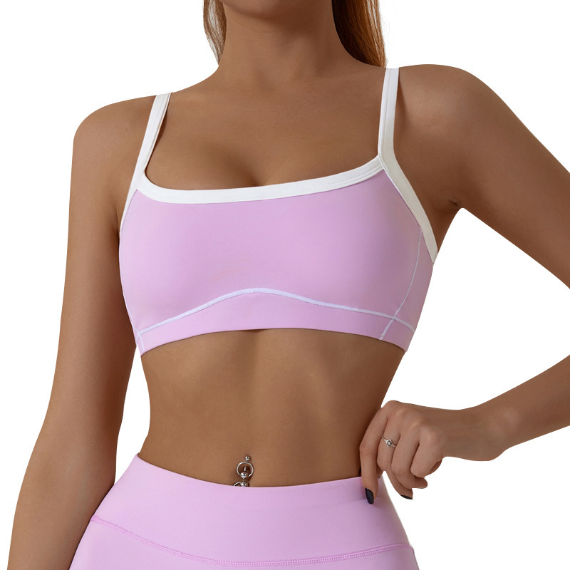 New European and American style detachable tight-fitting sports bra for women, color-blocked camisole, yoga backless fitness sports vest