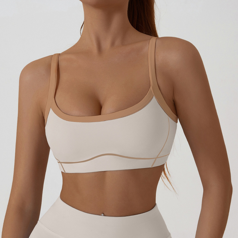New European and American style detachable tight-fitting sports bra for women, color-blocked camisole, yoga backless fitness sports vest
