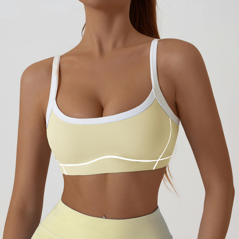 New European and American style detachable tight-fitting sports bra for women, color-blocked camisole, yoga backless fitness sports vest