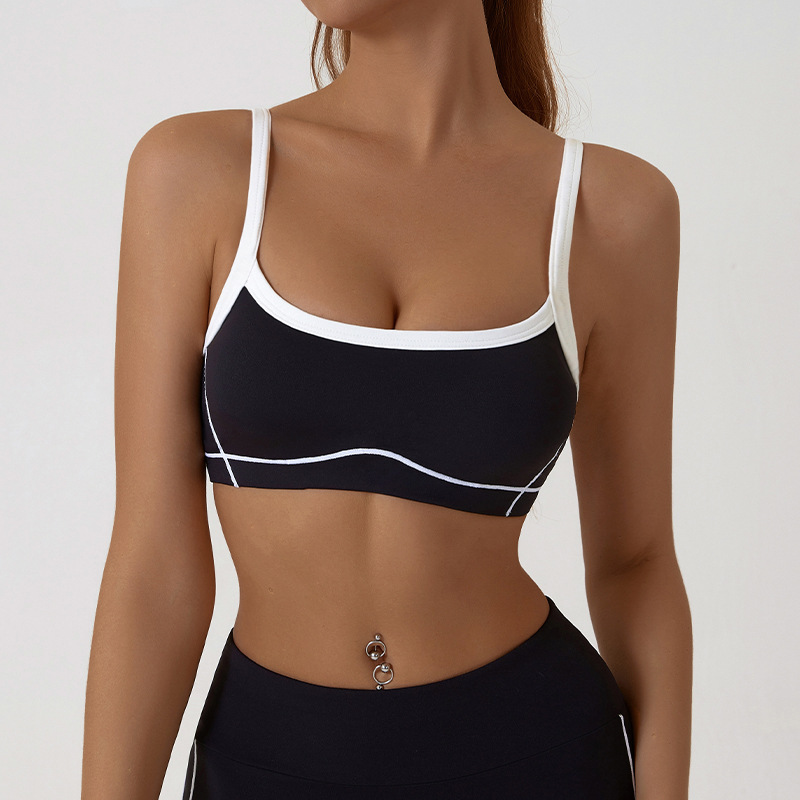 New European and American style detachable tight-fitting sports bra for women, color-blocked camisole, yoga backless fitness sports vest