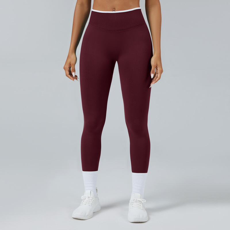Cross-border European and American style seamless slimming yoga pants for women, suitable for running, sports, outdoor use, quick-drying fitness.