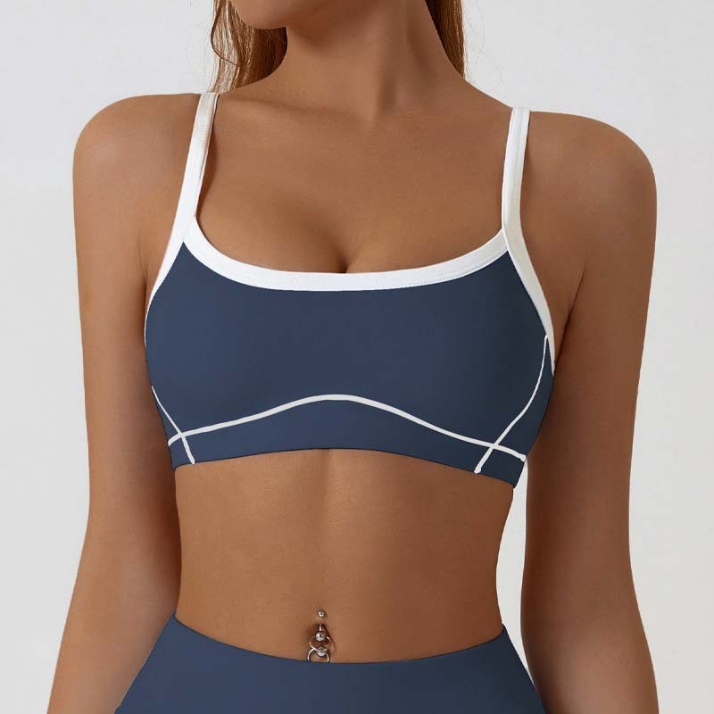 New European and American style detachable tight-fitting sports bra for women, color-blocked camisole, yoga backless fitness sports vest