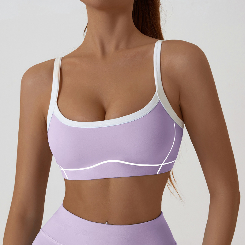 New European and American style detachable tight-fitting sports bra for women, color-blocked camisole, yoga backless fitness sports vest