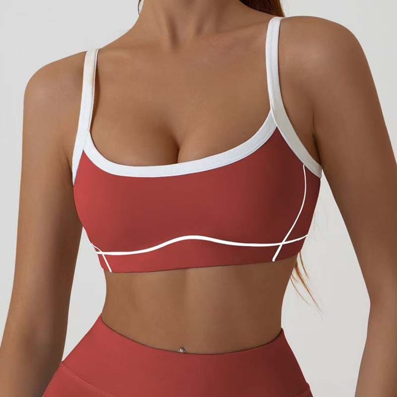 New European and American style detachable tight-fitting sports bra for women, color-blocked camisole, yoga backless fitness sports vest