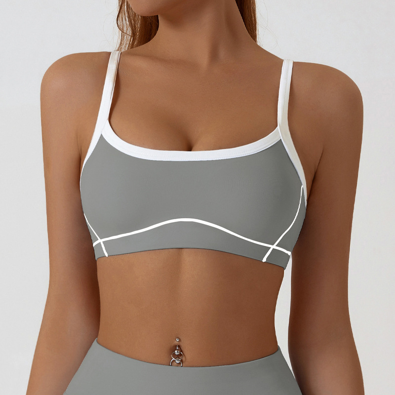 New European and American style detachable tight-fitting sports bra for women, color-blocked camisole, yoga backless fitness sports vest