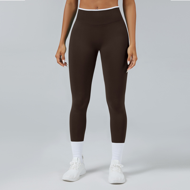 Cross-border European and American style seamless slimming yoga pants for women, suitable for running, sports, outdoor use, quick-drying fitness.