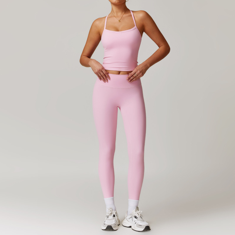 Cross-border sanding beauty back yoga clothing suit high waist tight yoga long sleeve fitness clothing sports suit women 8886