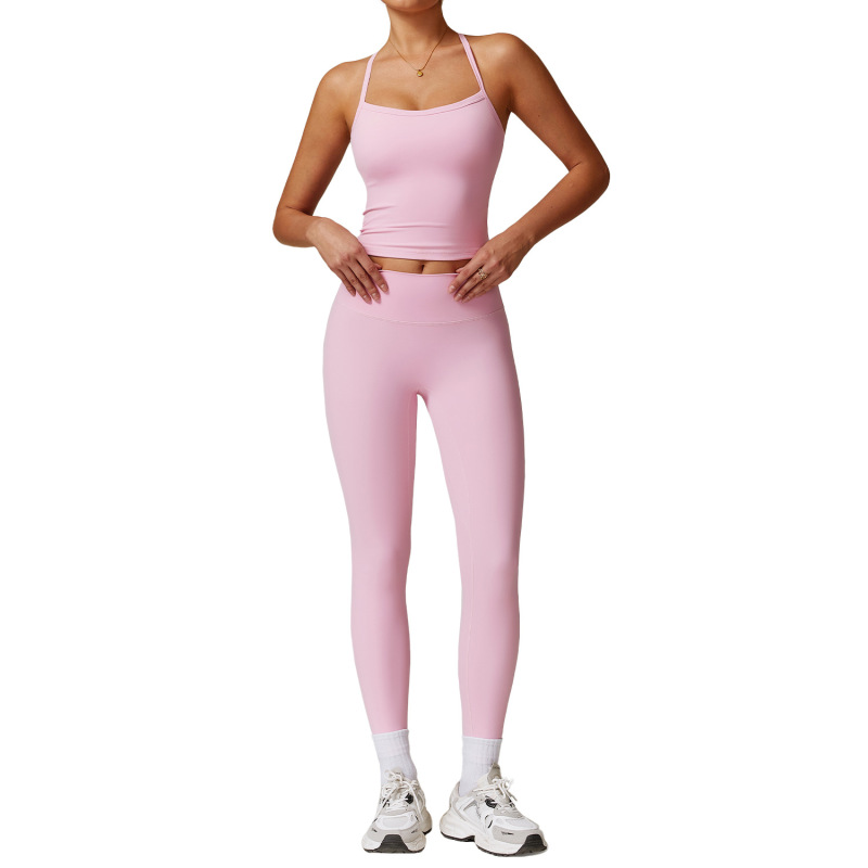 Cross-border sanding beauty back yoga clothing suit high waist tight yoga long sleeve fitness clothing sports suit women 8886