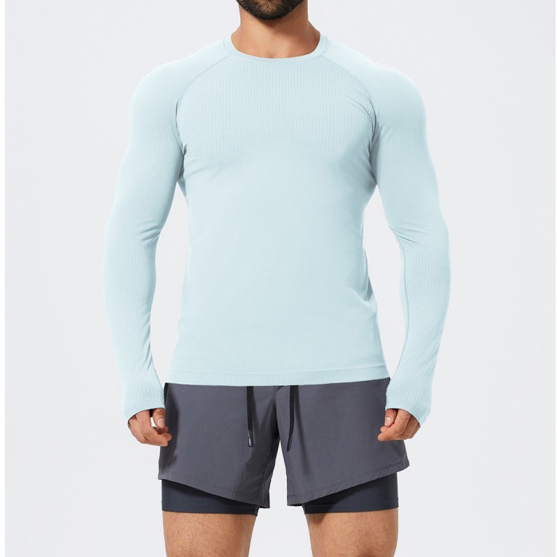 Cross-border men's sports outdoor slim fit seamless long-sleeved t-shirt fitness running basketball football top 1058-3