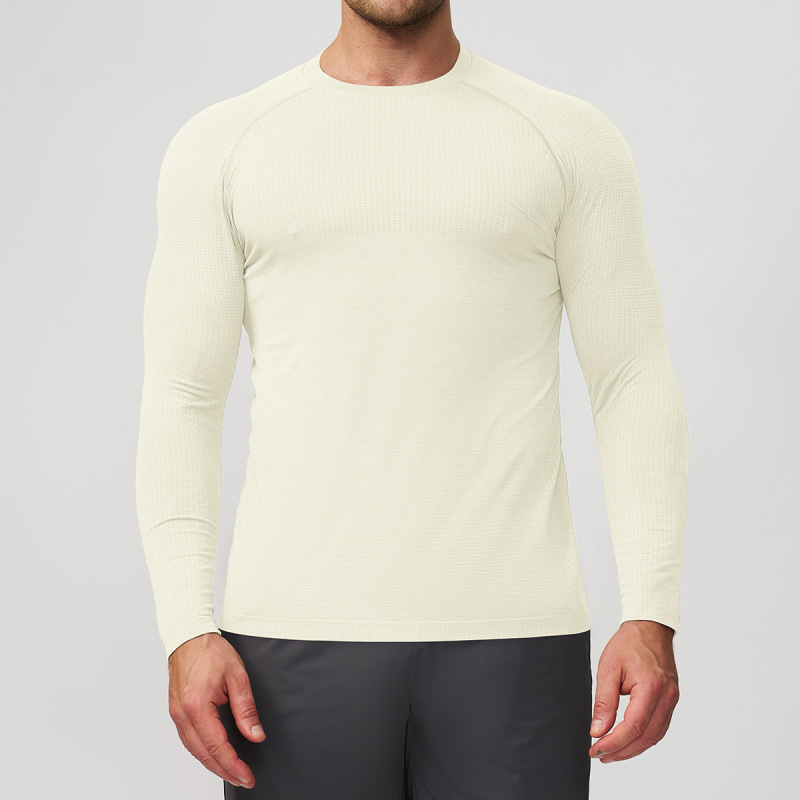 Cross-border men's sports outdoor slim fit seamless long-sleeved t-shirt fitness running basketball football top 1058-3
