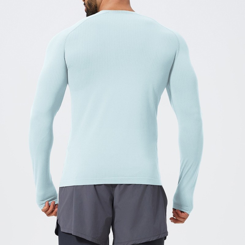 Cross-border men's sports outdoor slim fit seamless long-sleeved t-shirt fitness running basketball football top 1058-3