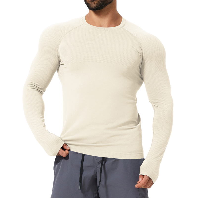 Cross-border men's sports outdoor slim fit seamless long-sleeved t-shirt fitness running basketball football top 1058-3