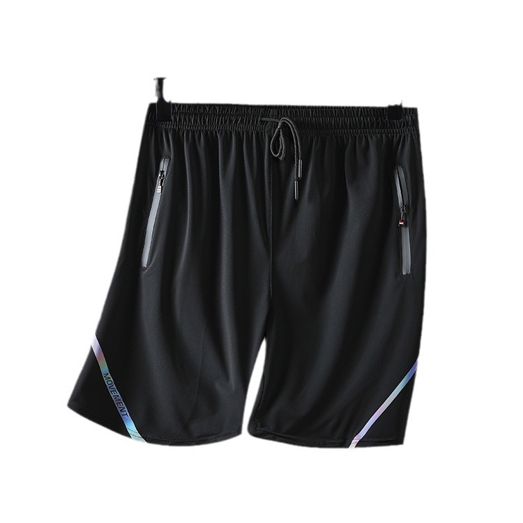 Summer Ice Silk Men's Loose Over-the-Knee Five-Point American Basketball Shorts Quick-Dry Fitness Sports Shorts Breathable Cool Feel