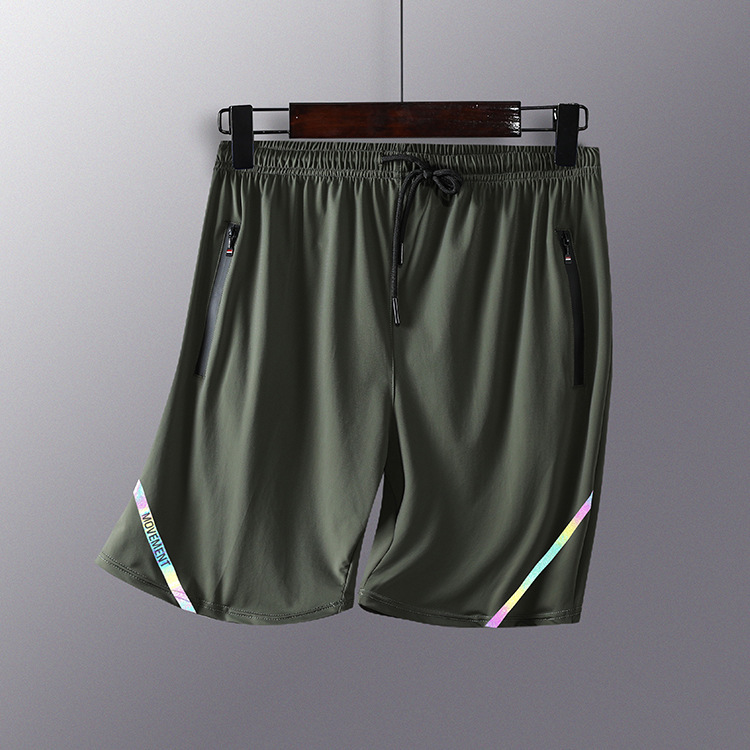 Summer Ice Silk Men's Loose Over-the-Knee Five-Point American Basketball Shorts Quick-Dry Fitness Sports Shorts Breathable Cool Feel