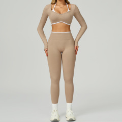 9245 long-sleeved shirt + 9245 trousers — a striking white and brown color combination