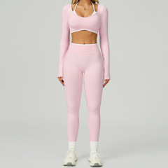 9245 long-sleeved shirt + 9245 trousers — a striking contrast of white and pink