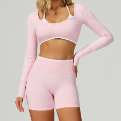9245 long-sleeved shirt + 9245 shorts — a striking combination of white and pink