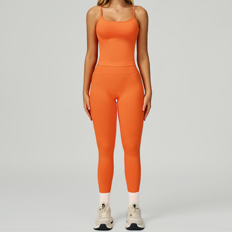 Cross-border seamless color-blocked yoga set, hollow back, high-waisted fitness wear, outdoor running sports set for women, 9245