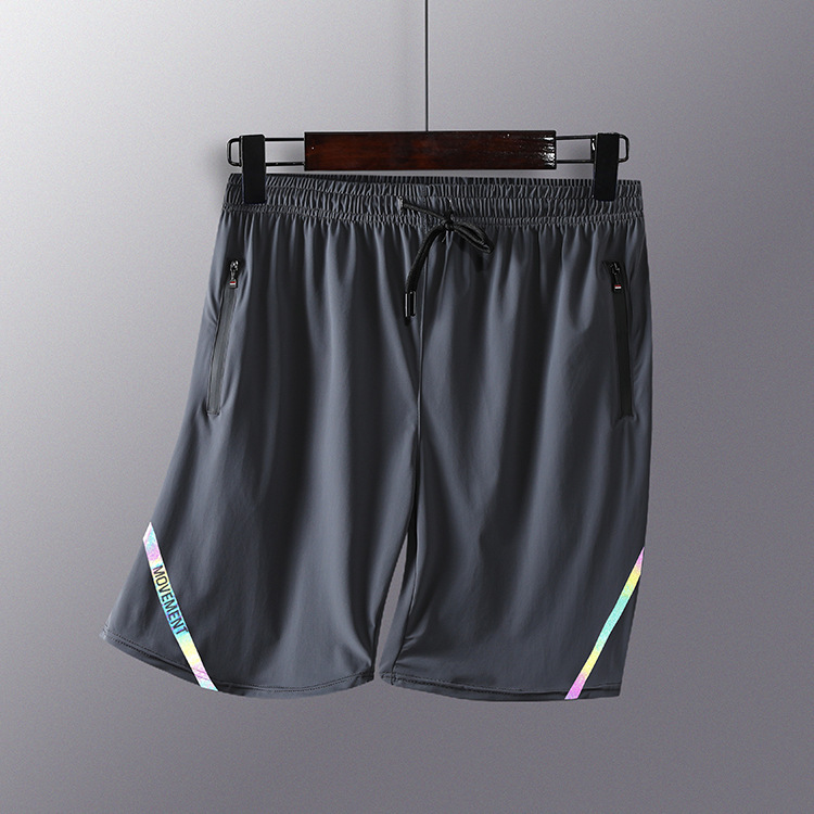 Summer Ice Silk Men's Loose Over-the-Knee Five-Point American Basketball Shorts Quick-Dry Fitness Sports Shorts Breathable Cool Feel