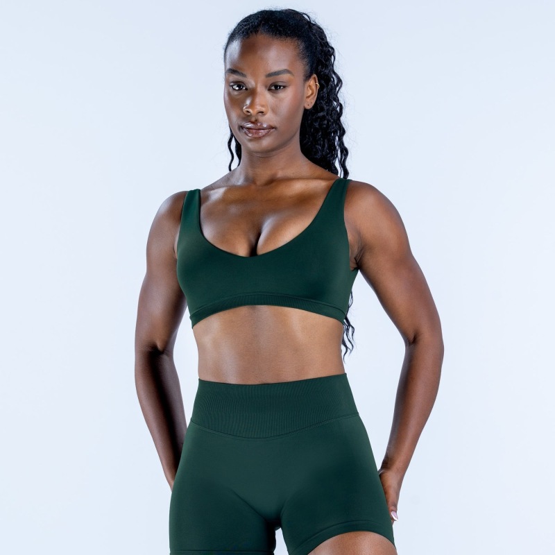 Cross-border matte nylon with concealed seams, V-neck and U-back, high-elastic backless tight-fitting bra, seamless yoga vest, sports bra