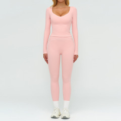 7028 long-sleeved shirt + 7028 trousers — peach pink