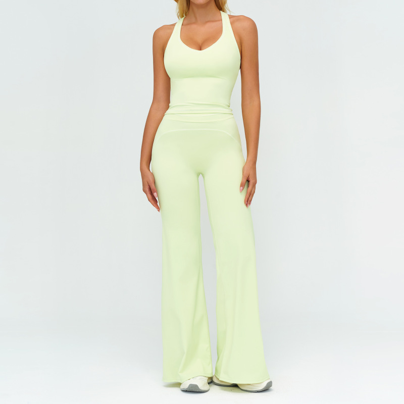 Zechuang Color Block Brushed Yoga Set with Double Shoulder Straps - High-End Sportswear for Women, Running and Exercise Set 7028