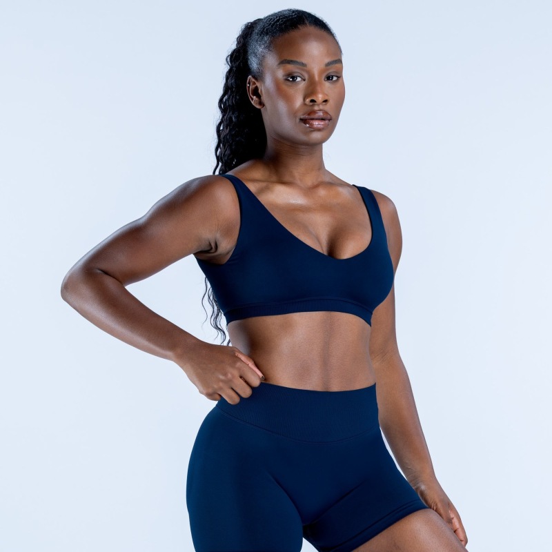 Cross-border matte nylon with concealed seams, V-neck and U-back, high-elastic backless tight-fitting bra, seamless yoga vest, sports bra