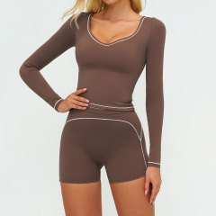 7028 long-sleeved shirt + 7028 shorts - dark brown