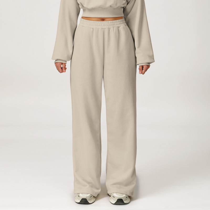 Cross-border autumn and winter high-waisted sweatpants, wide-leg, slimming, straight-leg, loose-fitting long pants, outdoor casual sports running sweatpants 4507