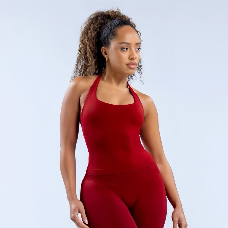 New DFYNE European and American crossover seamless yoga backless halter neck sports vest, shaping and anti-exposure women's vest