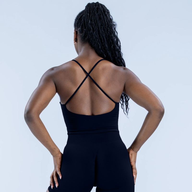 DFYNE Amazon High Elastic Matte Thin Shoulder Crossover Vest with Beautiful Back Seamless Fitness Camisole