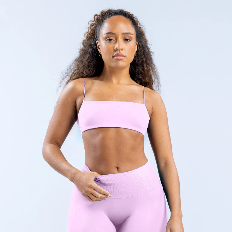 DFYNE's newest and hottest high-elastic sports bra with thin straps, matte finish, beautiful back, and open back, and includes breast pads.