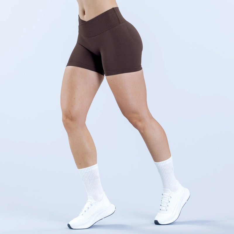 DFYNE Amazon Bestseller: Patchwork Cross Waist Gathered Hip-Lifting Low-Rise Seamless Yoga Shorts