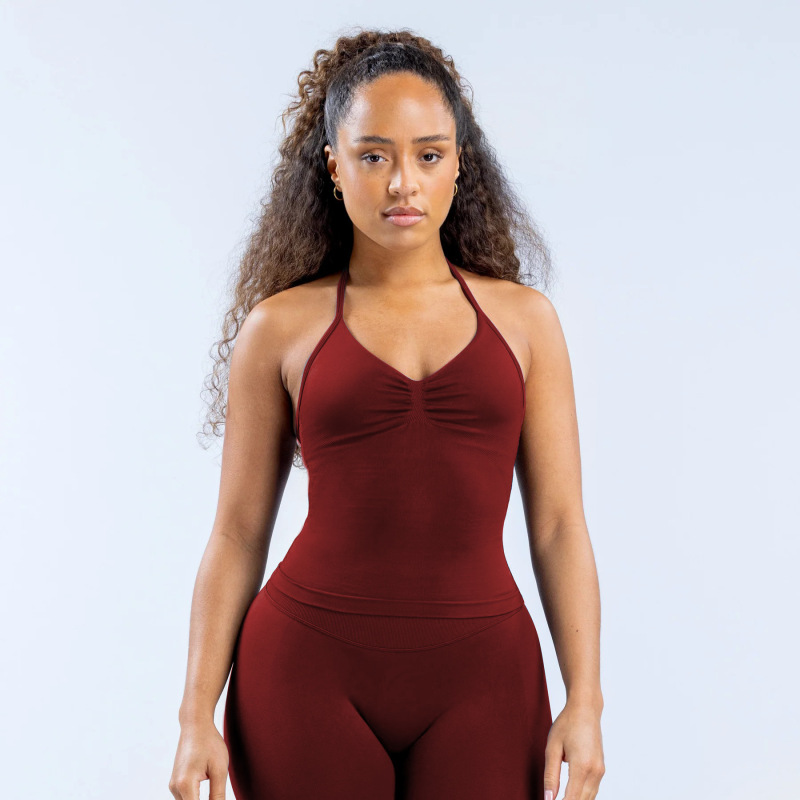 DFYNE New Sports Yoga Vest for Women, Halter Neck Bra, Anti-Exposure, Outdoor Running Fitness Top