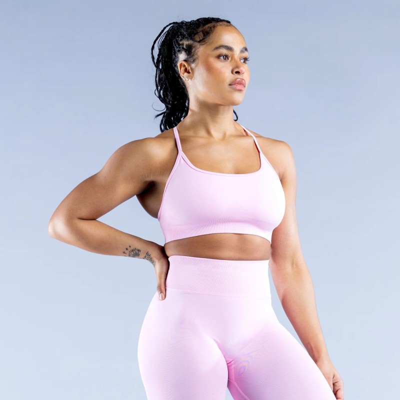 DFYNE High Elastic Shockproof Cross Back Matte Polyester Spandex Seamless Sports Bra Yoga Bra