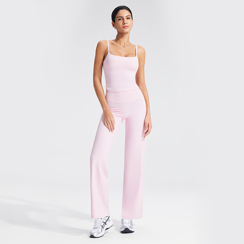 European and American cross-border yoga vest set for women, brushed backless suspender sports vest with bra pads, fitness wear, outerwear.
