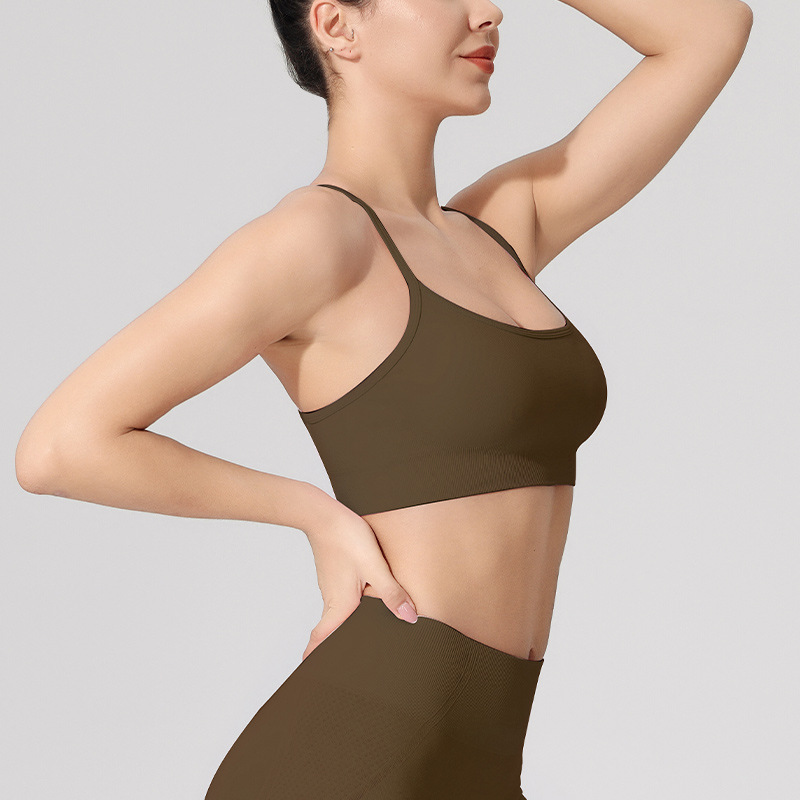 Cross-border Peach Butt Seamless Yoga Pants Long Pants Thin Straps Beautiful Back Sports Bra Fashion Fitness Yoga Exercise Set