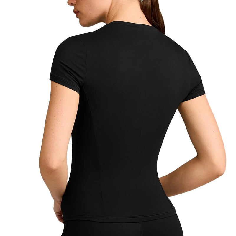 New cross-border casual sports top for women, slim fit, quick-drying fitness T-shirt, bare-feel sweat-wicking running yoga wear, short sleeve