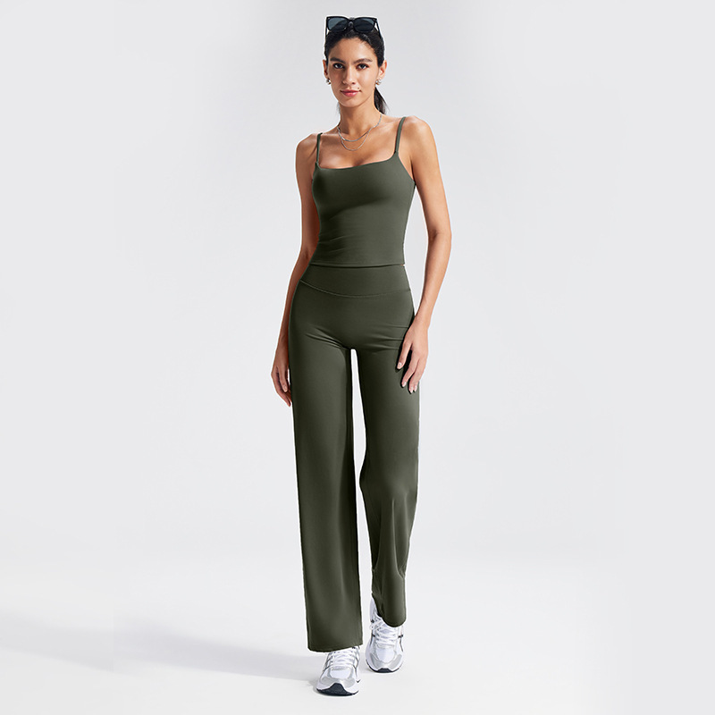 European and American cross-border yoga vest set for women, brushed backless suspender sports vest with bra pads, fitness wear, outerwear.