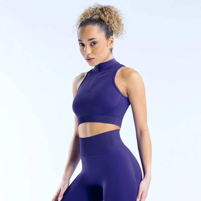 DFYNE affordable zippered high-strength sports vest for women, suitable for running, fitness, and yoga.