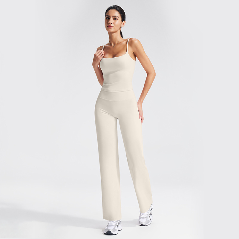 European and American cross-border yoga vest set for women, brushed backless suspender sports vest with bra pads, fitness wear, outerwear.