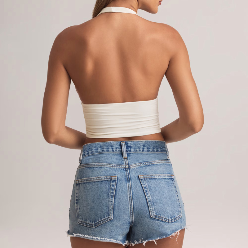 Cross-border summer deep V-neck bra with padded bra for yoga, fitness, Pilates, sports vest for women, high-end design with halter neck and beautiful back.
