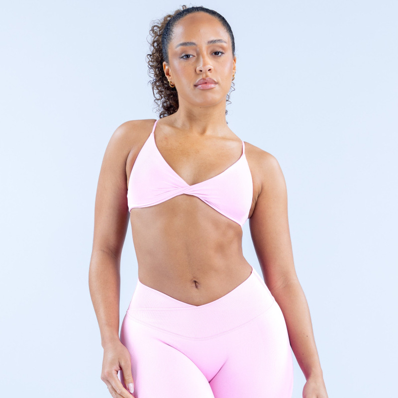 DFYNE Amazon High Elastic Matte Thin Shoulder Crossback Spaghetti Strap Seamless Fitness Bra