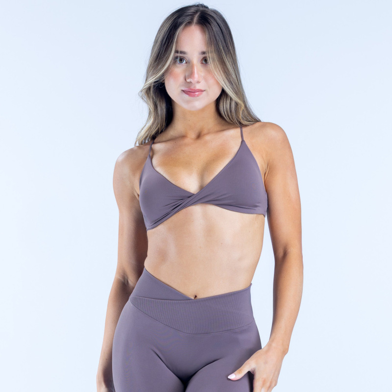 DFYNE Amazon High Elastic Matte Thin Shoulder Crossback Spaghetti Strap Seamless Fitness Bra