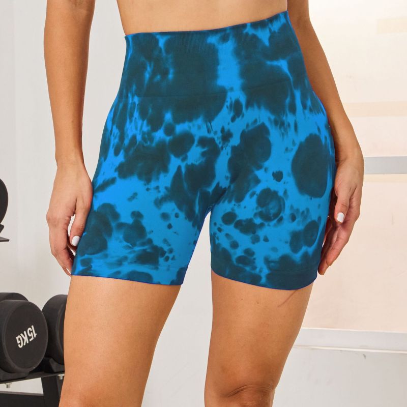 2023 New Arrival DARCSPORT Wolf Head European and American Hand-Painted Women's Fitness Seamless Knitted Shorts