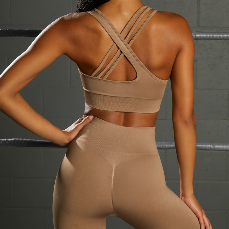INS New Cross-Border Seamless Yoga Suit Women's Set High-Waisted Hip-Lifting Sports Fitness Pants Sexy Backless Yoga Suit