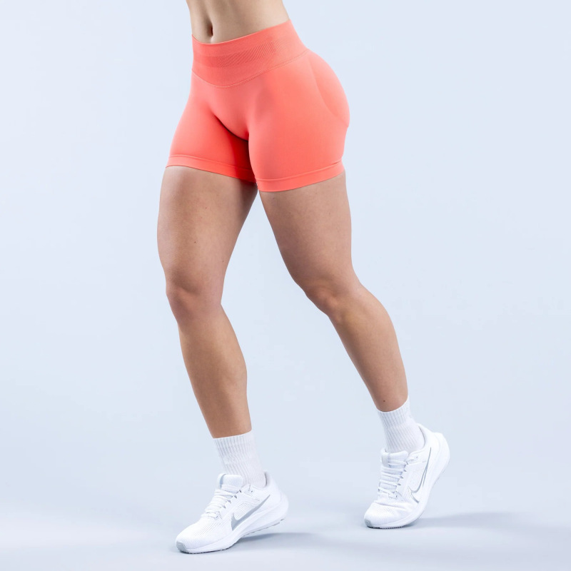 DFYNE affordable alternative cross-border bestseller three-section waist ruched hip-lifting low-rise fitness seamless shorts/yoga shorts