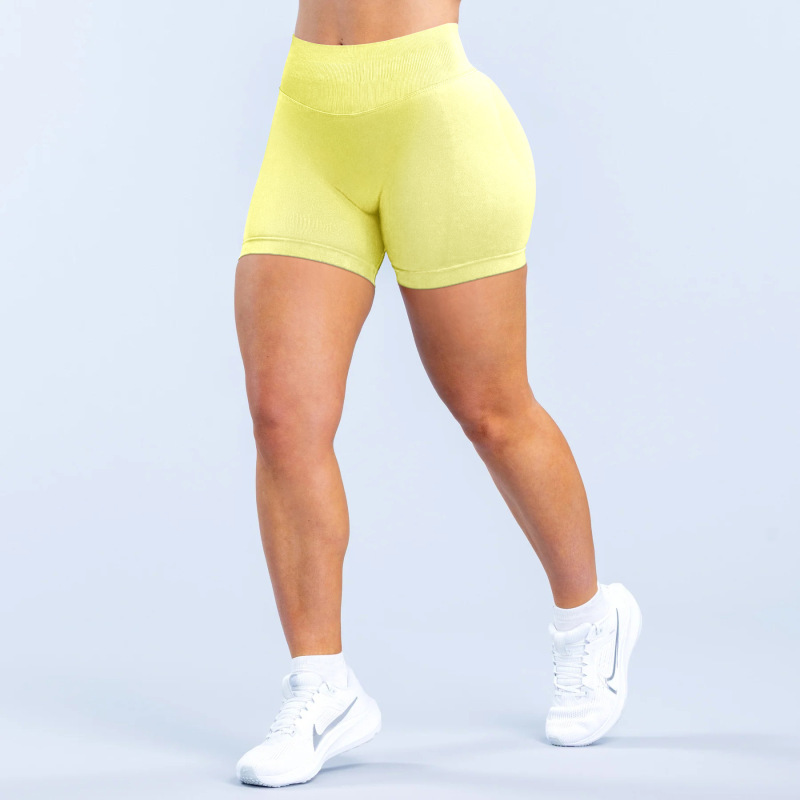 DFYNE affordable alternative cross-border bestseller three-section waist ruched hip-lifting low-rise fitness seamless shorts/yoga shorts